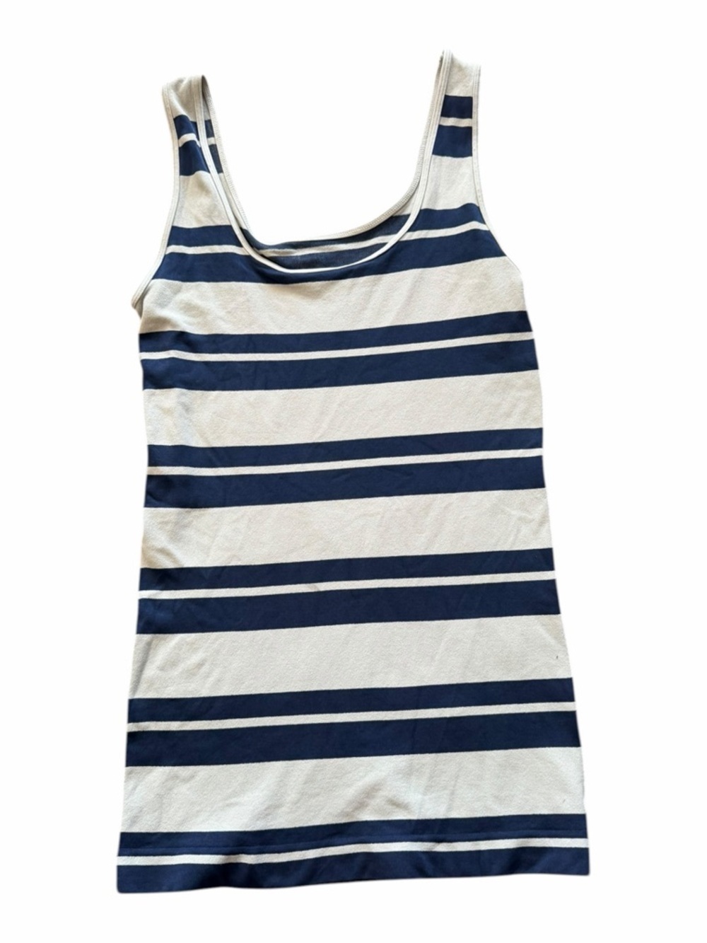 NUX Active Gray and Blue Striped Tank Top Women’s Size Medium Athletic Wear